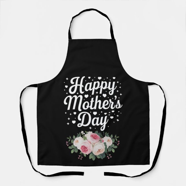 Happy Mother's Day Cute Floral Mom Grandma Wife Apron (Front)