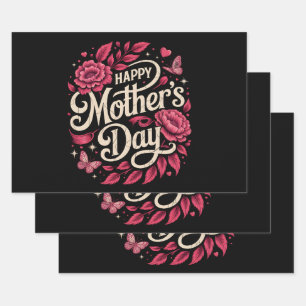 Happy Mothers Day Cute Floral Mom Wrapping Paper Sheets