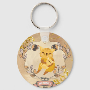 Happy Mother's Day Cute Fun Cat and Kitten Keychain