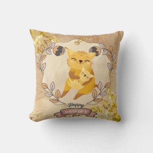 Happy Mother's Day Cute Fun Cat and Kitten Throw Pillow