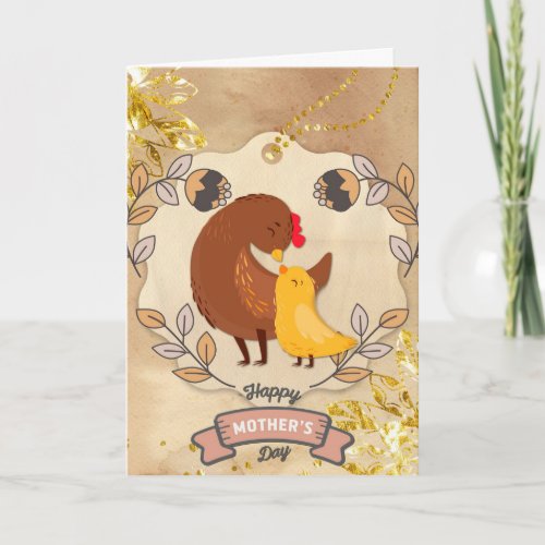 Happy Mothers Day Cute Fun Chicken and Chick Card