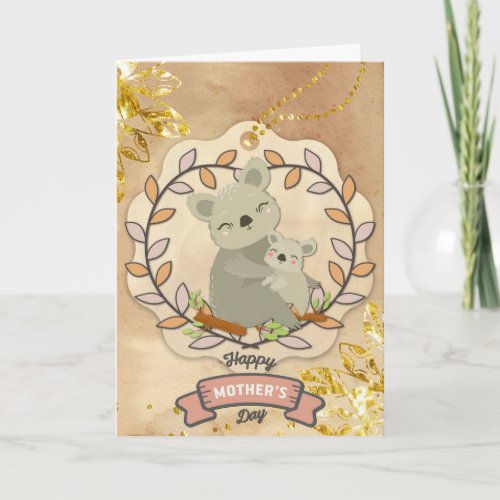 Happy Mothers Day Cute Fun Koala Bear and Baby Card