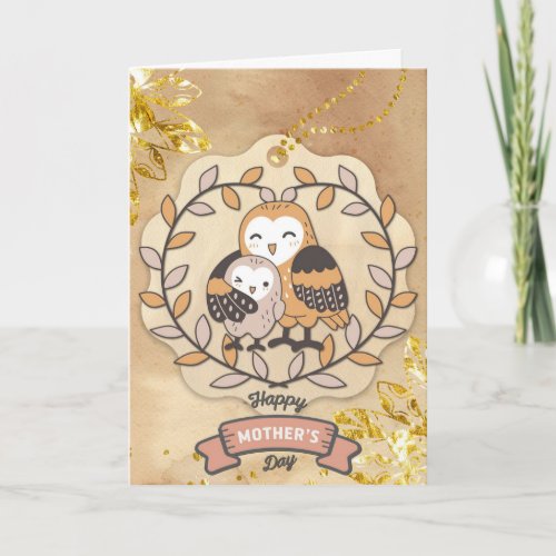 Happy Mothers Day Cute Fun Owl Bird Card