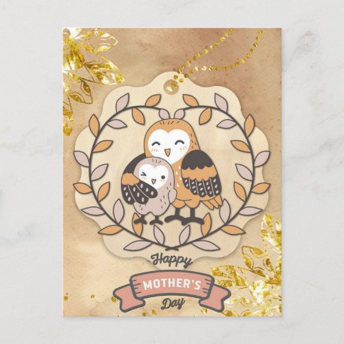 Happy Mothers Day Cute Fun Owl Bird Postcard