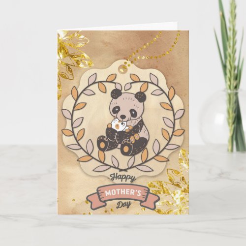 Happy Mothers Day Cute Fun Panda Bear Card