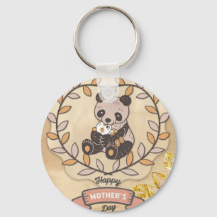 Happy Mother's Day Cute Fun Panda Bear Keychain
