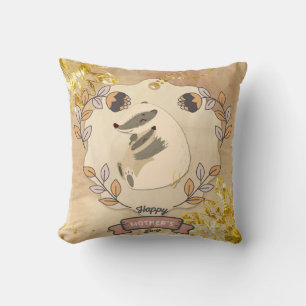 Happy Mother's Day Cute Fun Raccoon Throw Pillow