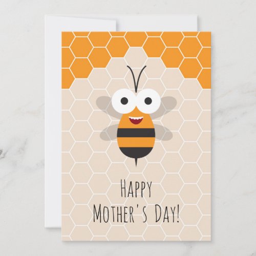 Happy Mothers Day Cute Honey Bee Honeycomb Holiday Card