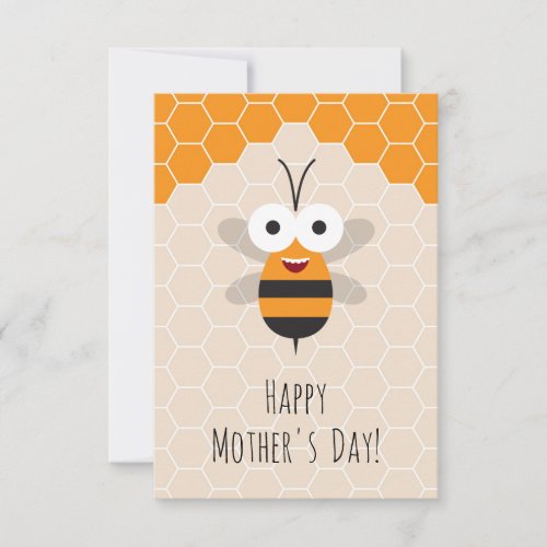 Happy Mothers Day Cute Honey Bee Honeycomb Thank You Card