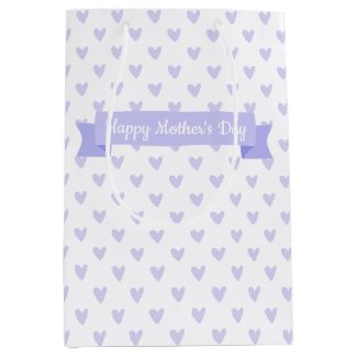 Happy Mother's Day | Cute Lavender Hearts Pattern  Medium Gift Bag