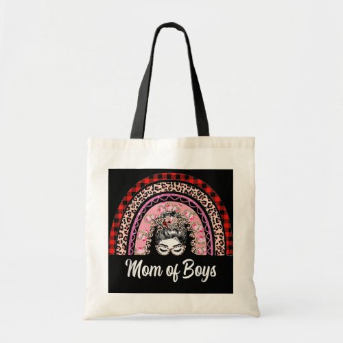 Happy Mothers Day Cute Mom of Boys Rainbow Tote Bag