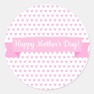 Happy Mother's Day | Cute Pink Hearts Pattern Classic Round Sticker