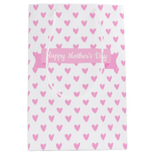 Happy Mother's Day   Cute Pink Hearts Pattern Medium Gift Bag