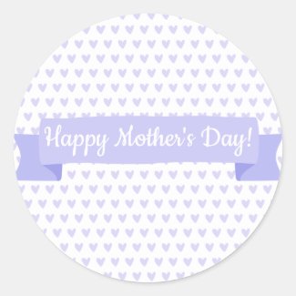Happy Mother's Day | Cute Purple Hearts Pattern Classic Round Sticker