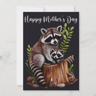 Happy Mother's Day Cute Raccoons Holiday Card