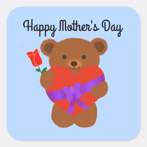 Happy Mothers Day Cute Teddy Bear 1 Stickers