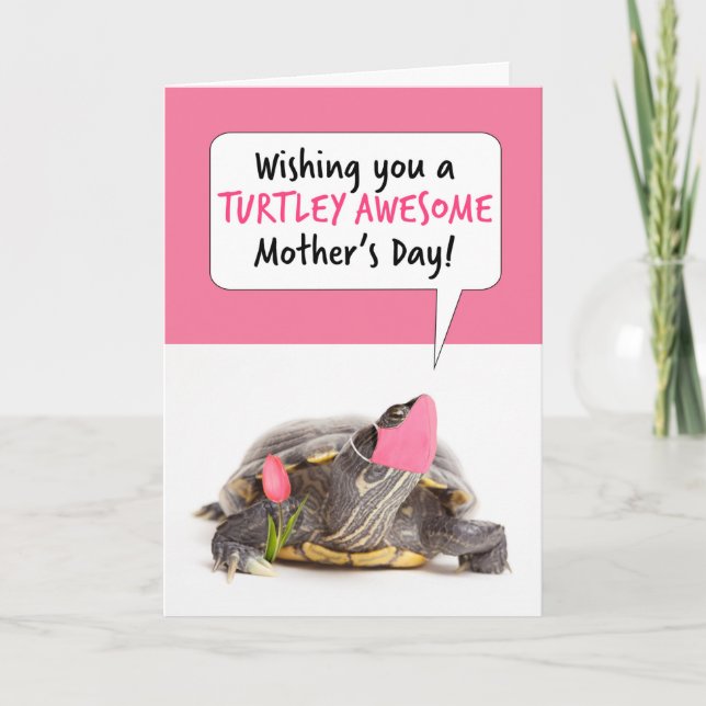 Happy Mother's Day Cute Turtle in Face Mask With Holiday Card (Front)