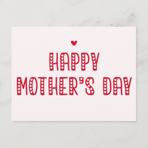 Happy Mothers Day  Cute Typography Mothers Day Postcard