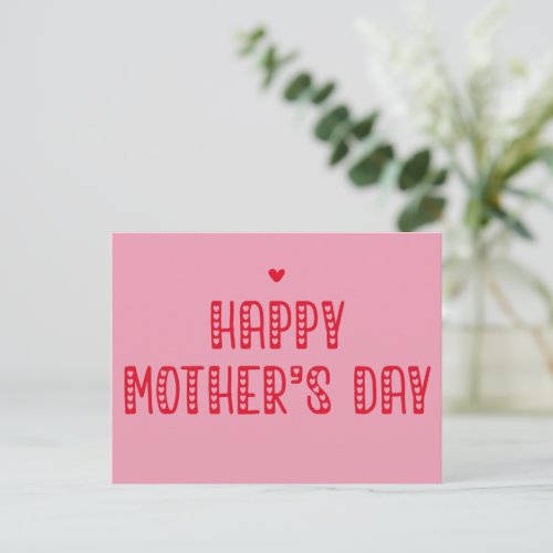 Happy Mothers Day  Cute Typography Mothers Day Postcard