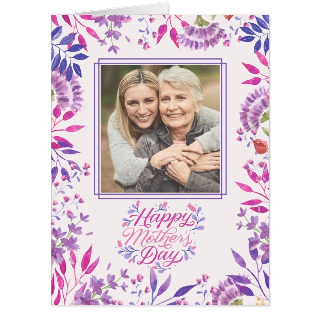 Happy Mother's Day cute watercolor bright floral Card (Front)