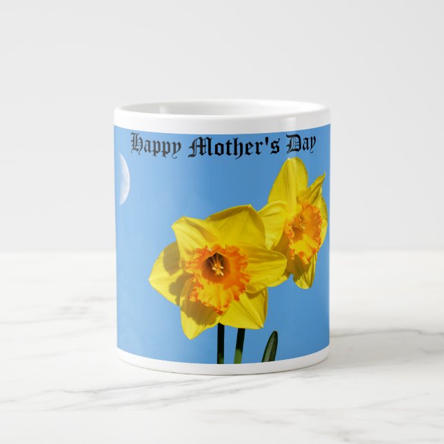 Happy Mother's Day Daffodils Gold Medal flowers  Giant Coffee Mug (Front)
