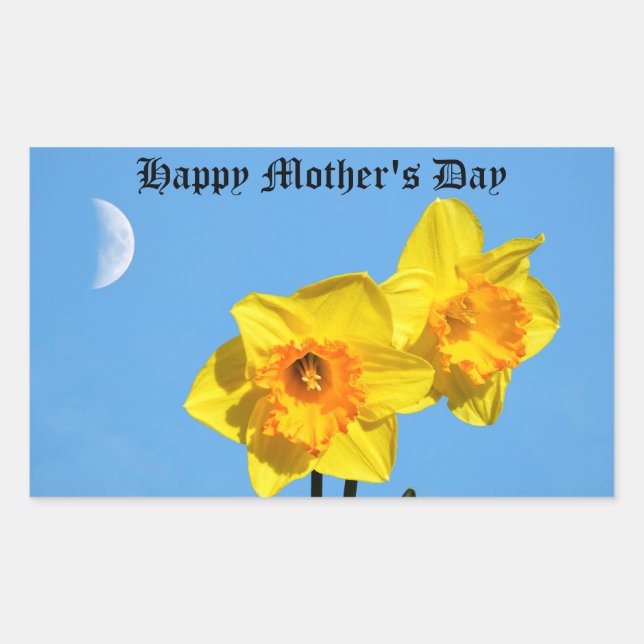 Happy Mother's Day Daffodils Gold Medal flowers  Rectangular Sticker (Front)