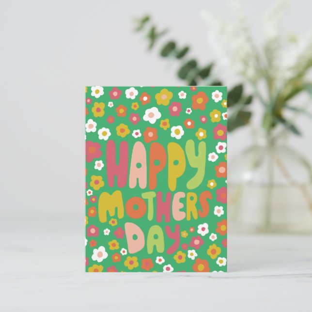 HAPPY MOTHERS DAY Daisies Cute Customized Colorful Postcard (Standing Front)
