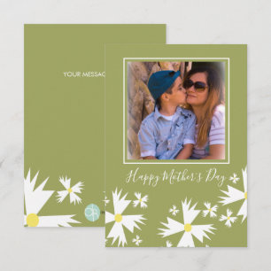Happy Mother's Day Daisy Florals Green Card