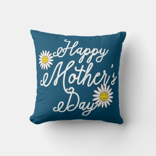 Happy Mothers Day Daisy Flower for Mom Women  Throw Pillow