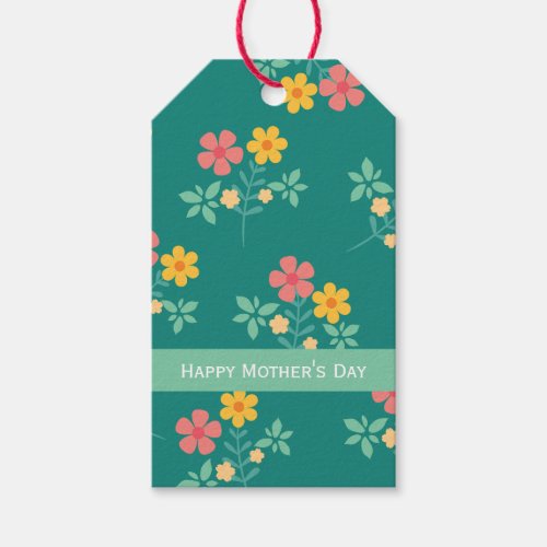 Happy Mothers Day Daisy Vintage Bouquet in Green Gift Tags