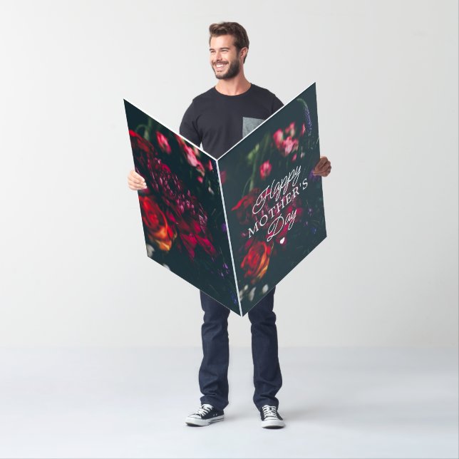 Happy Mother's Day Dark Floral Photo & Message Big Card (In Situ)