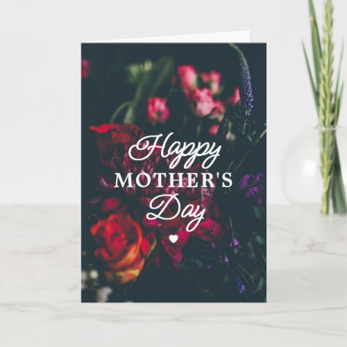 Happy Mothers Day Dark Floral Photo  Message Card
