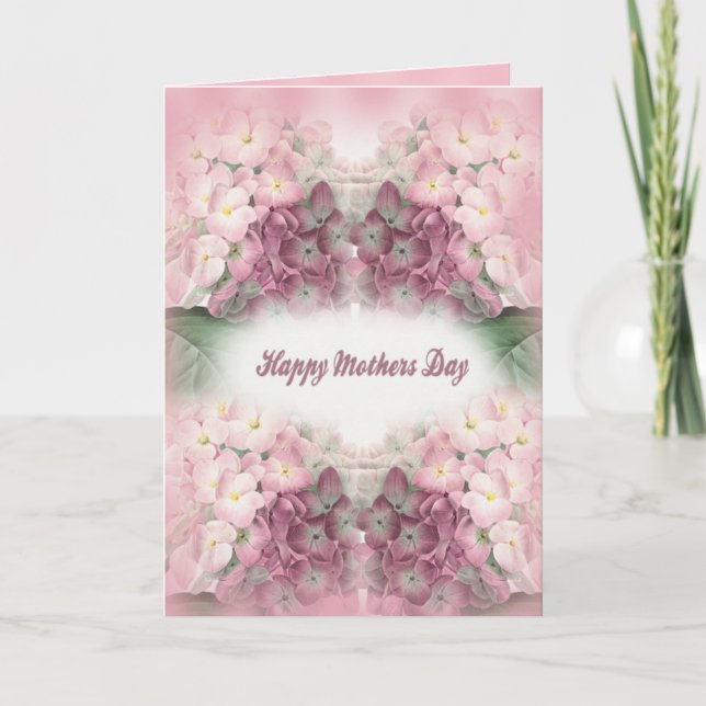 Happy Mother's Day Dark Pink Hydrangeas Card (Front)