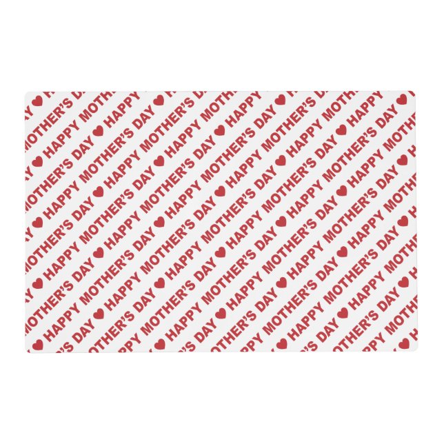 Happy Mother's Day Dark Red on White Placemat (Front)