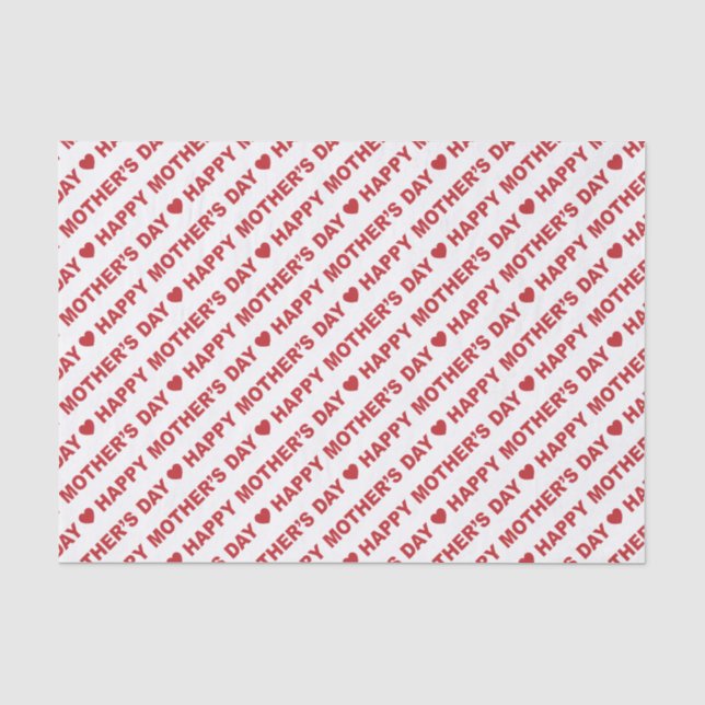 Happy Mother's Day Dark Red on White Tissue Paper (Front)