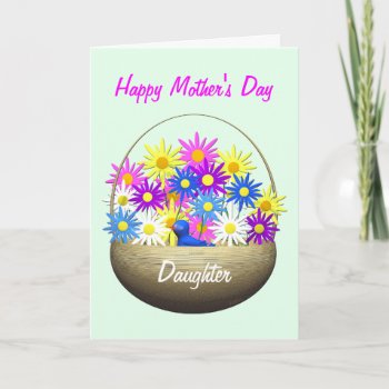 Happy Mothers Day Daughter Basket Of Daisies Card by Peerdrops at Zazzle