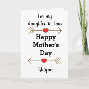 Daughter In Law Mothers Day Card Daughter In Law Mother's Day Cards | Zazzle