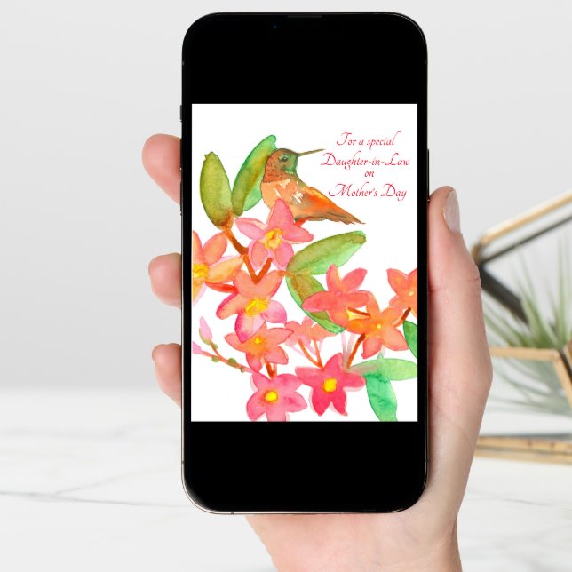 Happy Mother's Day Daughter In Law Hummingbird Card (Front Digital)