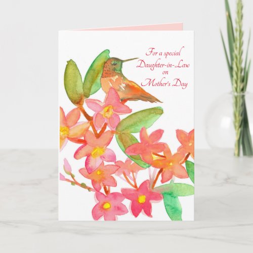 Happy Mothers Day Daughter In Law Hummingbird Card