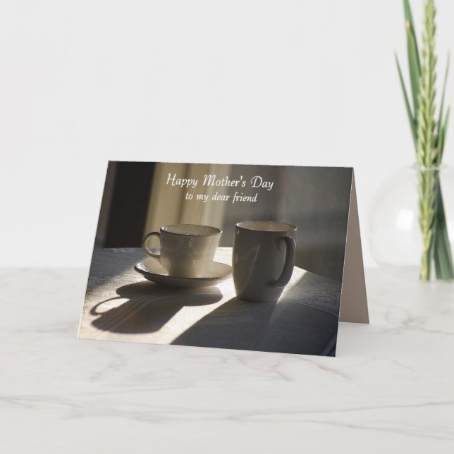 Happy Mother's Day Dear Friend Coffee Cups Card (Front)
