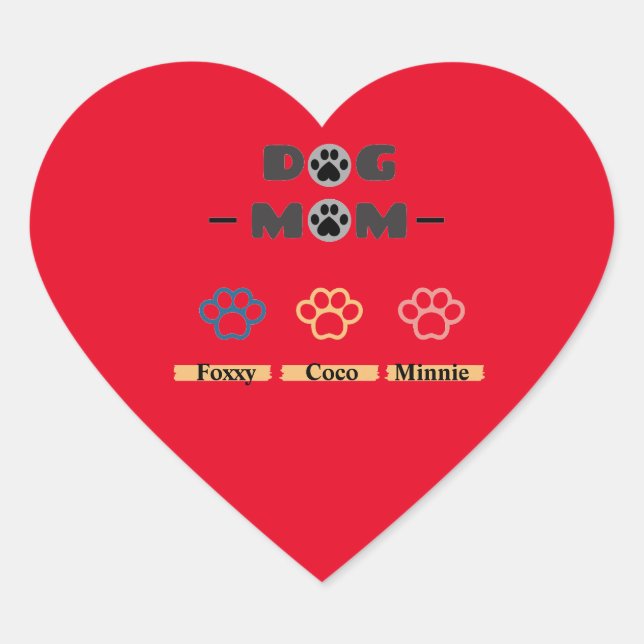 Happy Mothers Day Dog Mom of Three Heart Sticker (Front)