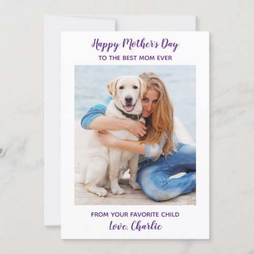 Happy Mothers Day Dog Mom Personalized Pet Photo Holiday Card