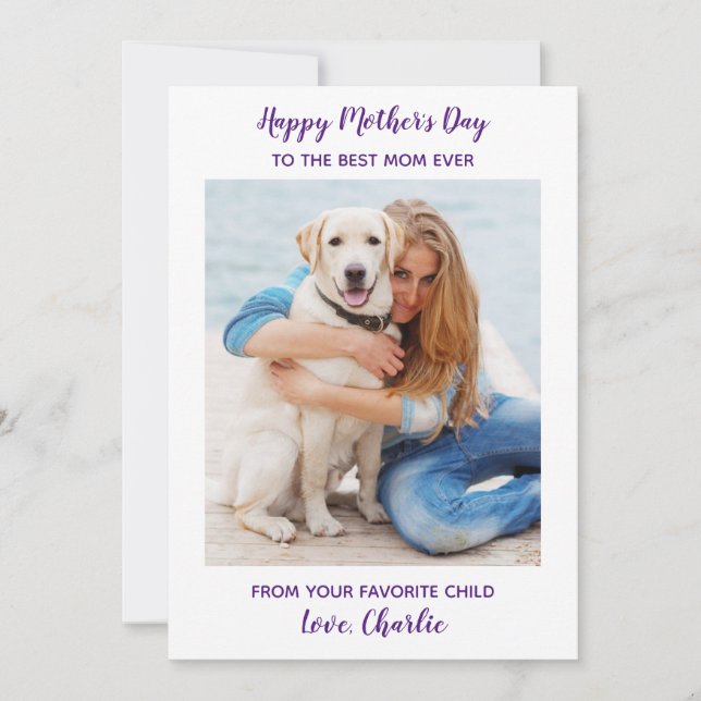 Happy Mother's Day Dog Mom Personalized Pet Photo Holiday Card (Front)