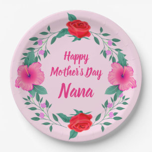 Happy Mother's Day Edit Name Grandmother Nana Paper Plates