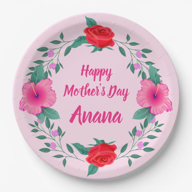 Happy Mother's Day Edit Name Inuit Anana Paper Plates (Front)