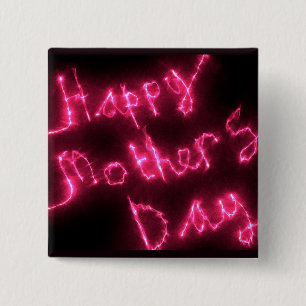 Happy Mother's Day Electric Hot Pink Glow Text Button