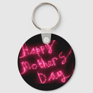 Happy Mother's Day Electric Hot Pink Glow Text Keychain