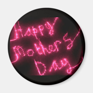Happy Mother's Day Electric Hot Pink Glow Text Magnet