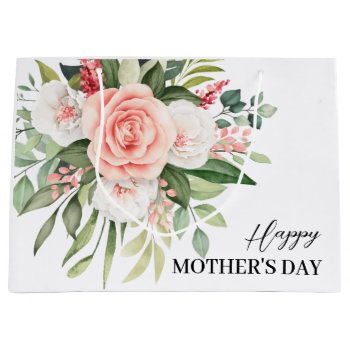 Happy Mother's Day Elegant Boho Roses Large Large Gift Bag by decor_de_vous at Zazzle