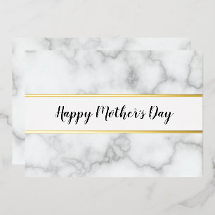 Happy Mother's Day Elegant Faux Marble & Gold Foil Holiday Card